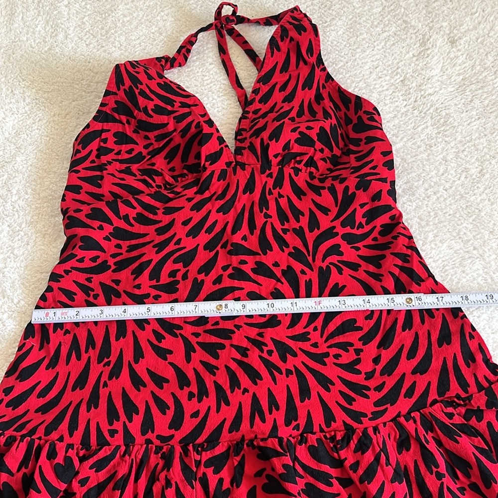Free People Cecil Halter‎ Mini Dress Red Black Print Size L - Picture 5 of 11